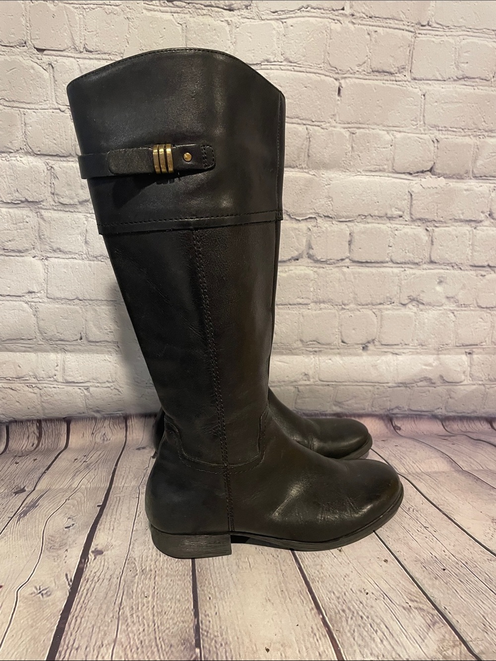 Clarks Black Leather Knee-High Riding Boots Sz 7